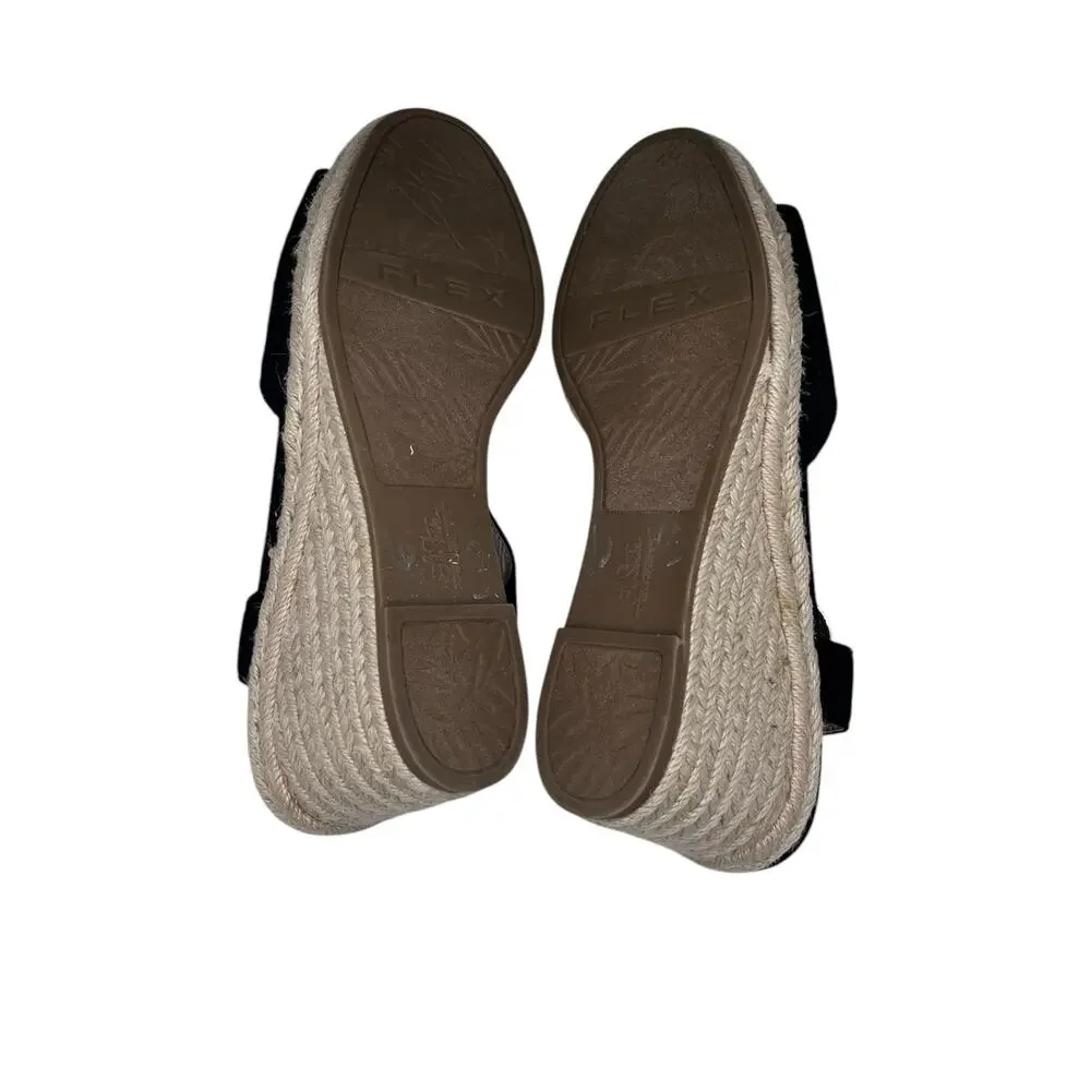 LifeStride Tersa Wedge Espadrilles 7.5M Faux Suede Buckle Velocity Memory Foam